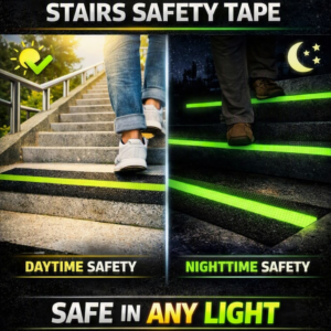 Heavy-duty 5-meter Anti-slip stair tape with center green glow stripe Non-Slip Texture Safety Grip Tape roll (5cm x 15ft)
